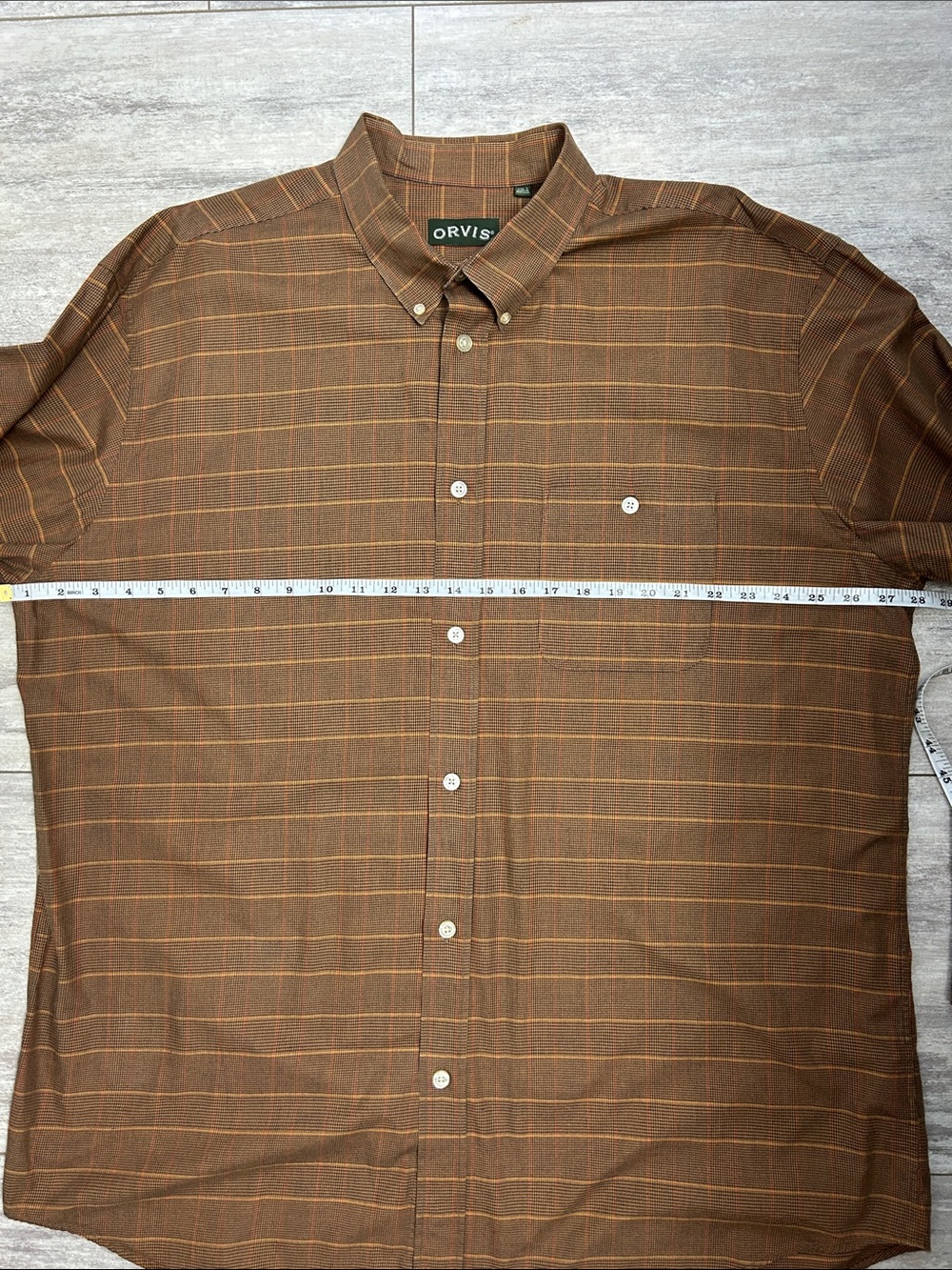 Orvis Country Twill Men’s XXLT Brown Houndstooth Plaid Button Down Shirt Fall - Picture 6 of 9
